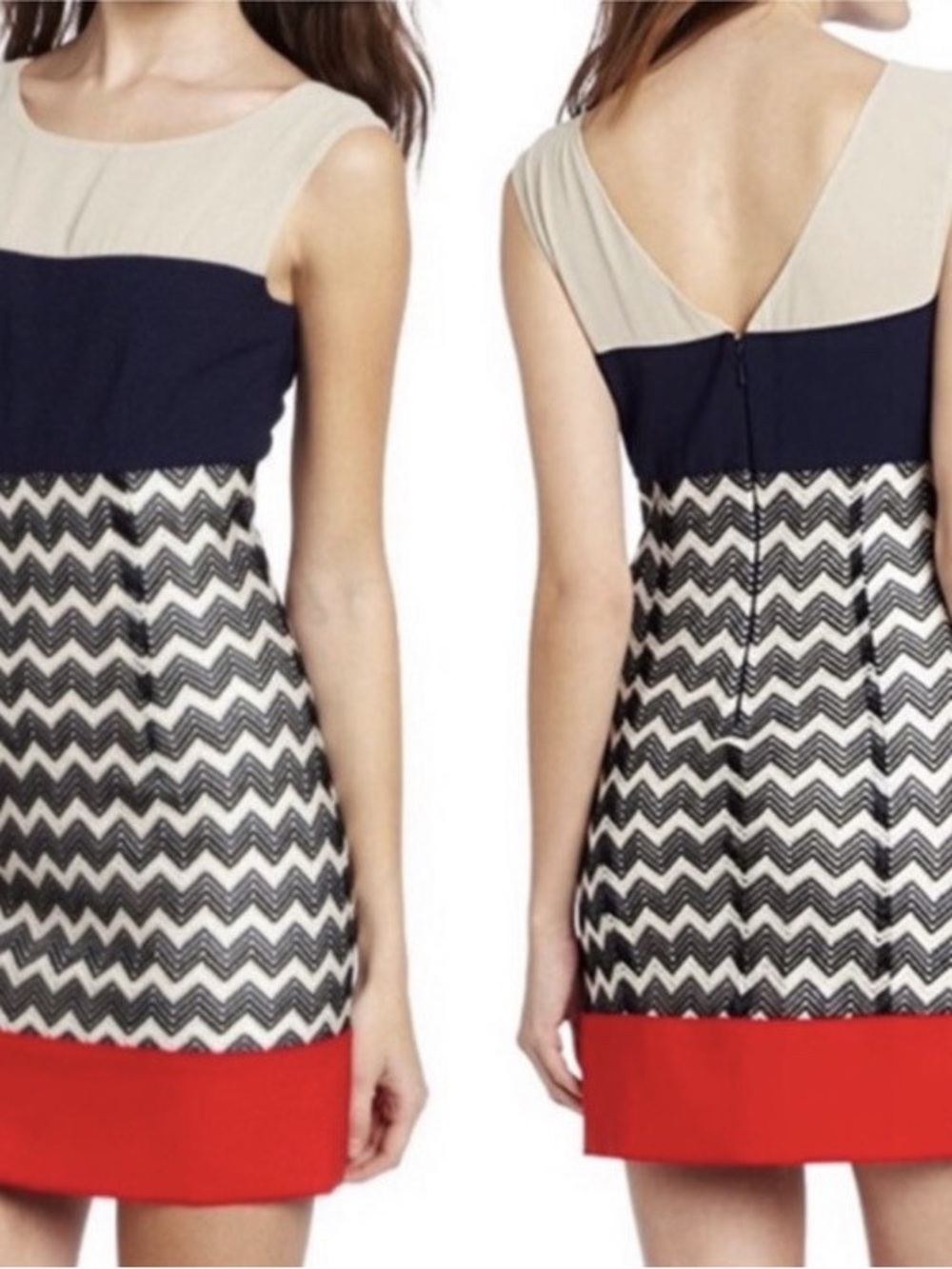 BNWOT Max and Cleo Ava Colorblock Chevron Dress size 8